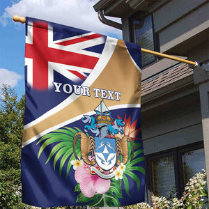 Personalized Tristan da Cunha Garden Flag Coat Of Arms Tropical Flowers