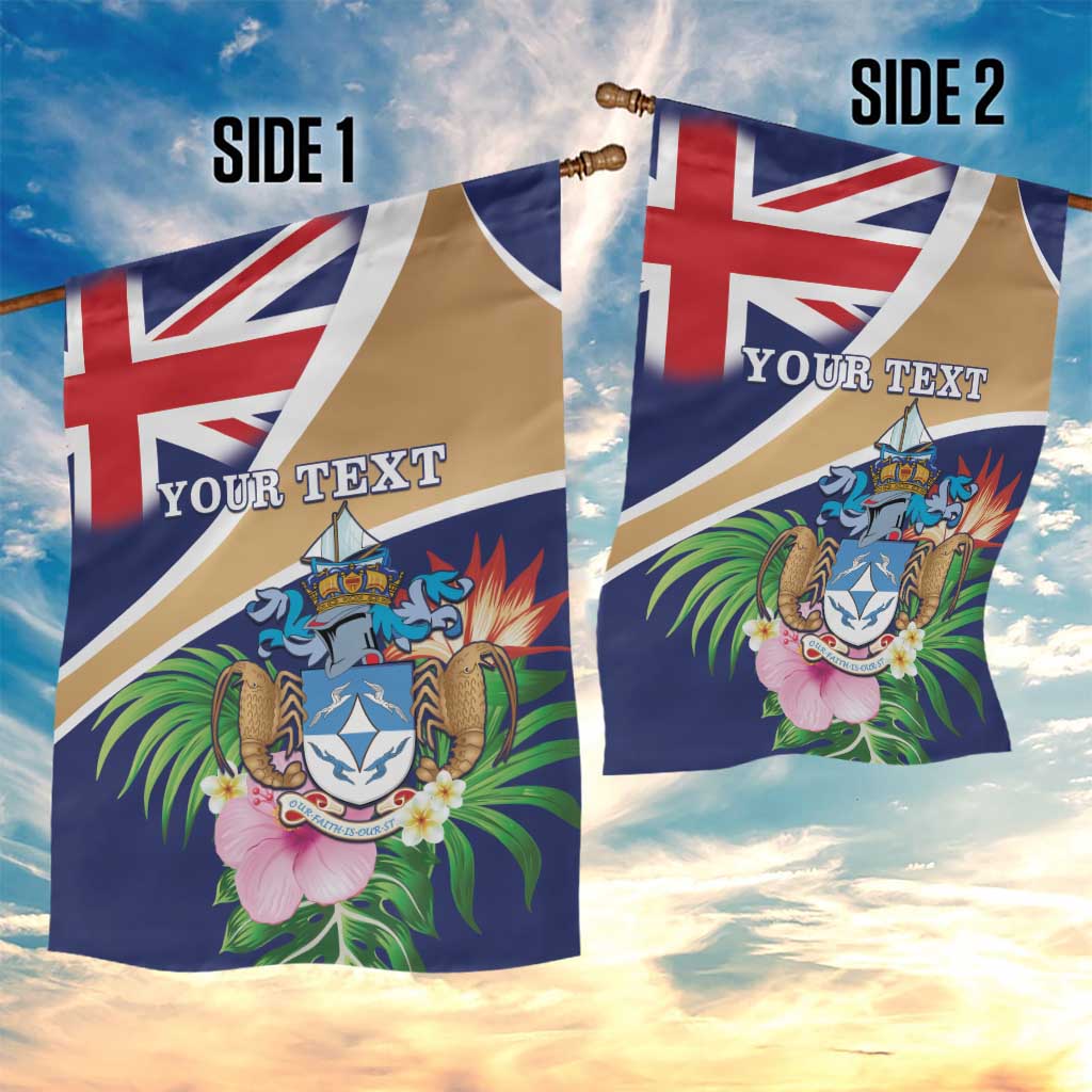 Personalized Tristan da Cunha Garden Flag Coat Of Arms Tropical Flowers
