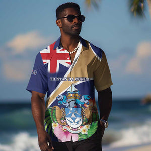 Personalized Tristan da Cunha Hawaiian Shirt Coat Of Arms Tropical Flowers