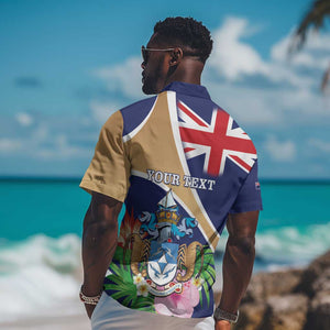 Personalized Tristan da Cunha Hawaiian Shirt Coat Of Arms Tropical Flowers