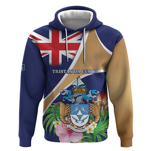 Personalized Tristan da Cunha Hoodie Coat Of Arms Tropical Flowers