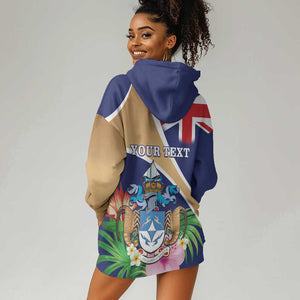Personalized Tristan da Cunha Hoodie Dress Coat Of Arms Tropical Flowers