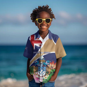Personalized Tristan da Cunha Kid Hawaiian Shirt Coat Of Arms Tropical Flowers