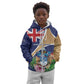 Personalized Tristan da Cunha Kid Hoodie Coat Of Arms Tropical Flowers