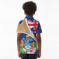 Personalized Tristan da Cunha Kid Polo Shirt Coat Of Arms Tropical Flowers