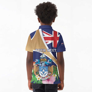Personalized Tristan da Cunha Kid Polo Shirt Coat Of Arms Tropical Flowers