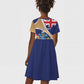 Personalized Tristan da Cunha Kid Short Sleeve Dress Coat Of Arms Tropical Flowers