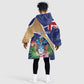 Personalized Tristan da Cunha Kid Wearable Blanket Hoodie Coat Of Arms Tropical Flowers