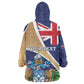 Personalized Tristan da Cunha Kid Wearable Blanket Hoodie Coat Of Arms Tropical Flowers