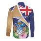 Personalized Tristan da Cunha Long Sleeve Button Shirt Coat Of Arms Tropical Flowers