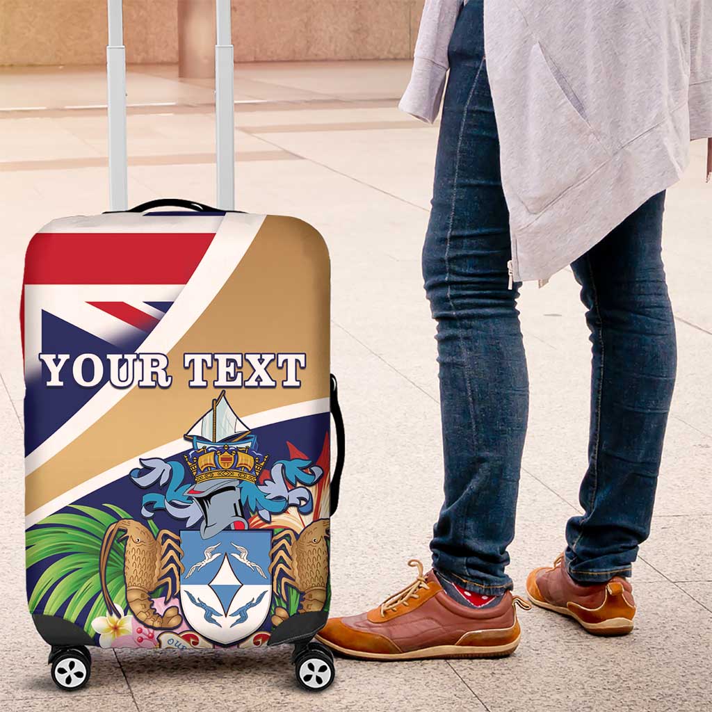 Personalized Tristan da Cunha Luggage Cover Coat Of Arms Tropical Flowers