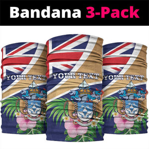 Personalized Tristan da Cunha Neck Gaiter Coat Of Arms Tropical Flowers LT15