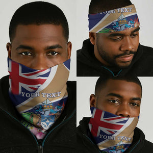 Personalized Tristan da Cunha Neck Gaiter Coat Of Arms Tropical Flowers LT15