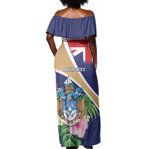 Personalized Tristan da Cunha Off Shoulder Maxi Dress Coat Of Arms Tropical Flowers