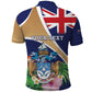 Personalized Tristan da Cunha Polo Shirt Coat Of Arms Tropical Flowers