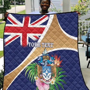 Personalized Tristan da Cunha Quilt Coat Of Arms Tropical Flowers