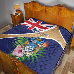 Personalized Tristan da Cunha Quilt Coat Of Arms Tropical Flowers