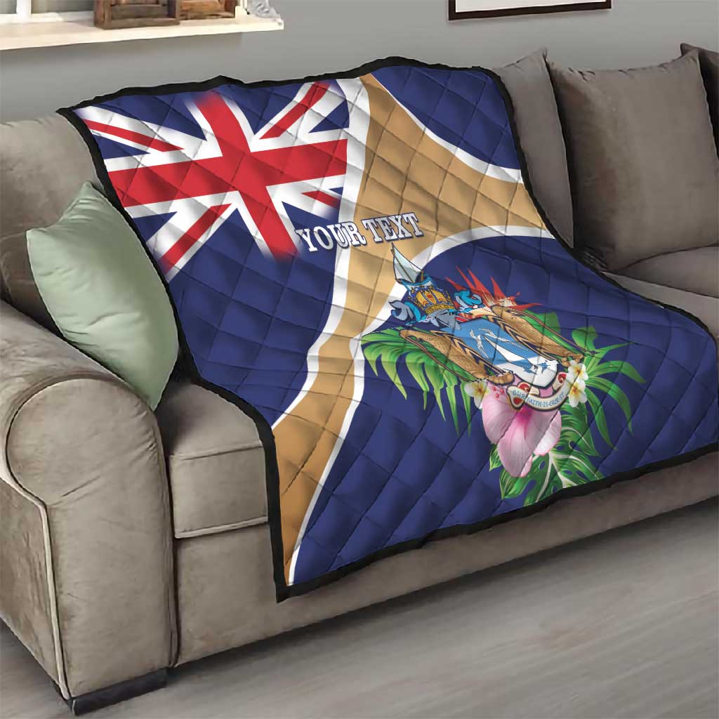 Personalized Tristan da Cunha Quilt Coat Of Arms Tropical Flowers