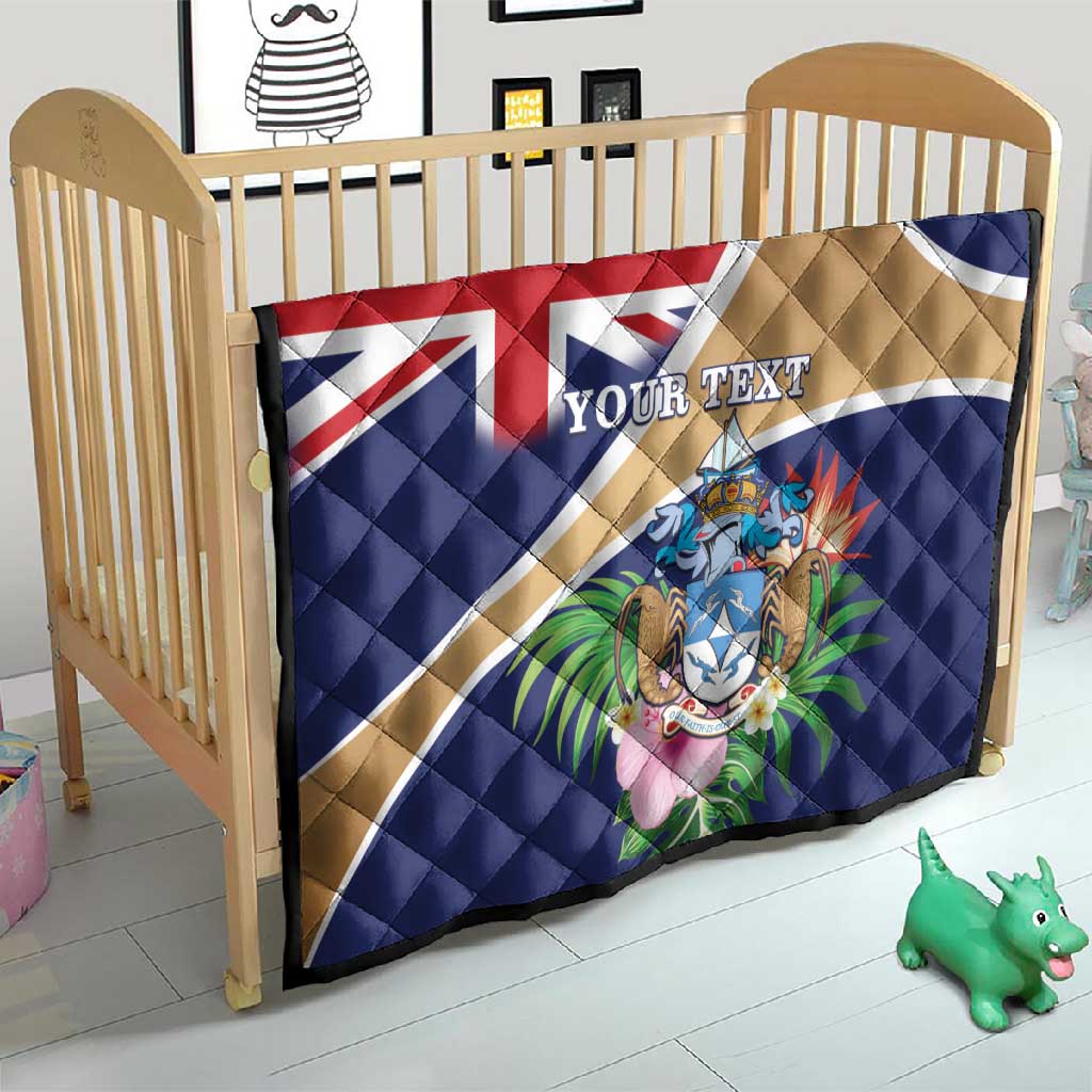 Personalized Tristan da Cunha Quilt Coat Of Arms Tropical Flowers