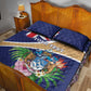 Personalized Tristan da Cunha Quilt Bed Set Coat Of Arms Tropical Flowers