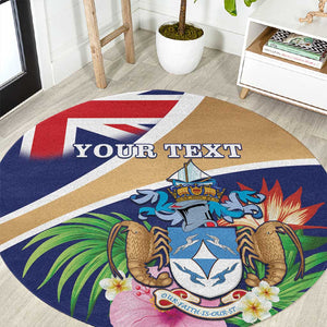 Personalized Tristan da Cunha Round Carpet Coat Of Arms Tropical Flowers