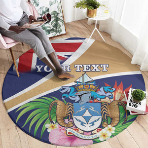 Personalized Tristan da Cunha Round Carpet Coat Of Arms Tropical Flowers