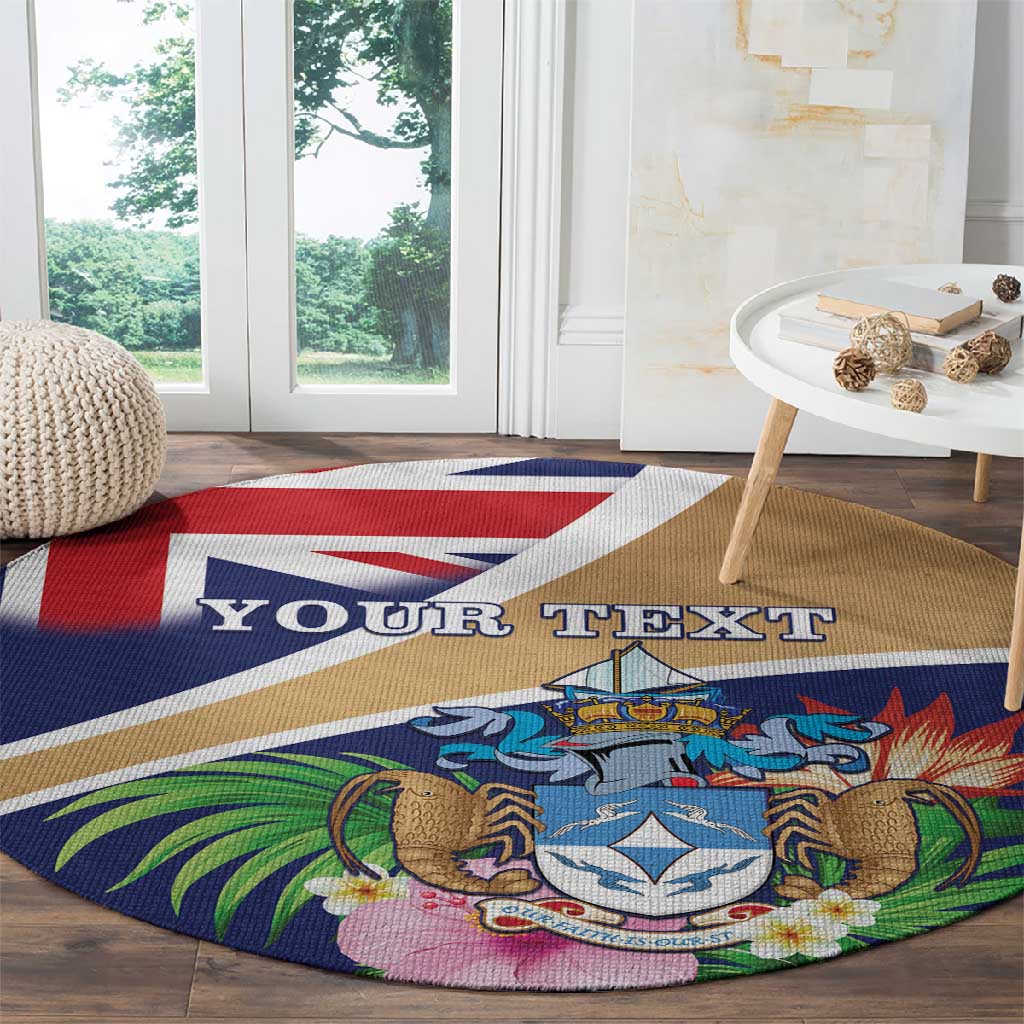 Personalized Tristan da Cunha Round Carpet Coat Of Arms Tropical Flowers