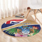 Personalized Tristan da Cunha Round Carpet Coat Of Arms Tropical Flowers