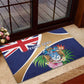 Personalized Tristan da Cunha Rubber Doormat Coat Of Arms Tropical Flowers