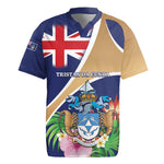 Personalized Tristan da Cunha Rugby Jersey Coat Of Arms Tropical Flowers