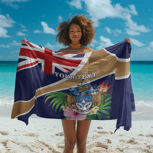 Personalized Tristan da Cunha Sarong Coat Of Arms Tropical Flowers