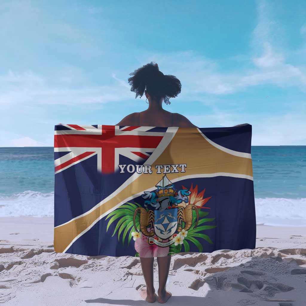 Personalized Tristan da Cunha Sarong Coat Of Arms Tropical Flowers