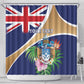 Personalized Tristan da Cunha Shower Curtain Coat Of Arms Tropical Flowers