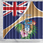 Personalized Tristan da Cunha Shower Curtain Coat Of Arms Tropical Flowers