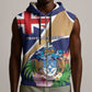 Personalized Tristan da Cunha Sleeveless Zip Hoodie Coat Of Arms Tropical Flowers - African Pride