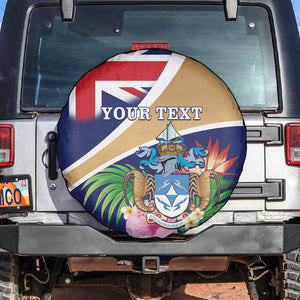 Personalized Tristan da Cunha Spare Tire Cover Coat Of Arms Tropical Flowers