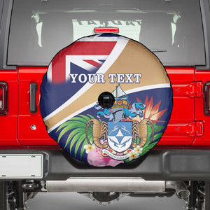 Personalized Tristan da Cunha Spare Tire Cover Coat Of Arms Tropical Flowers