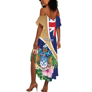 Personalized Tristan da Cunha Summer Maxi Dress Coat Of Arms Tropical Flowers