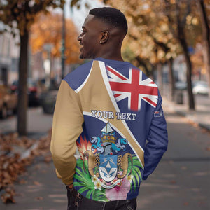 Personalized Tristan da Cunha Sweatshirt Coat Of Arms Tropical Flowers