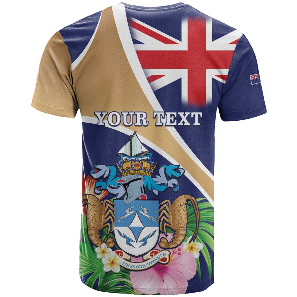 Personalized Tristan da Cunha T shirt Coat Of Arms Tropical Flowers