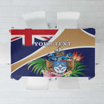 Personalized Tristan da Cunha Tablecloth Coat Of Arms Tropical Flowers