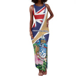 Personalized Tristan da Cunha Tank Maxi Dress Coat Of Arms Tropical Flowers