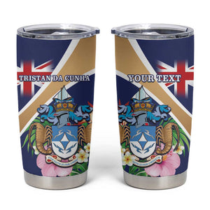 Personalized Tristan da Cunha Tumbler Cup Coat Of Arms Tropical Flowers