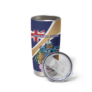 Personalized Tristan da Cunha Tumbler Cup Coat Of Arms Tropical Flowers