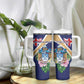 Personalized Tristan da Cunha Tumbler With Handle Coat Of Arms Tropical Flowers