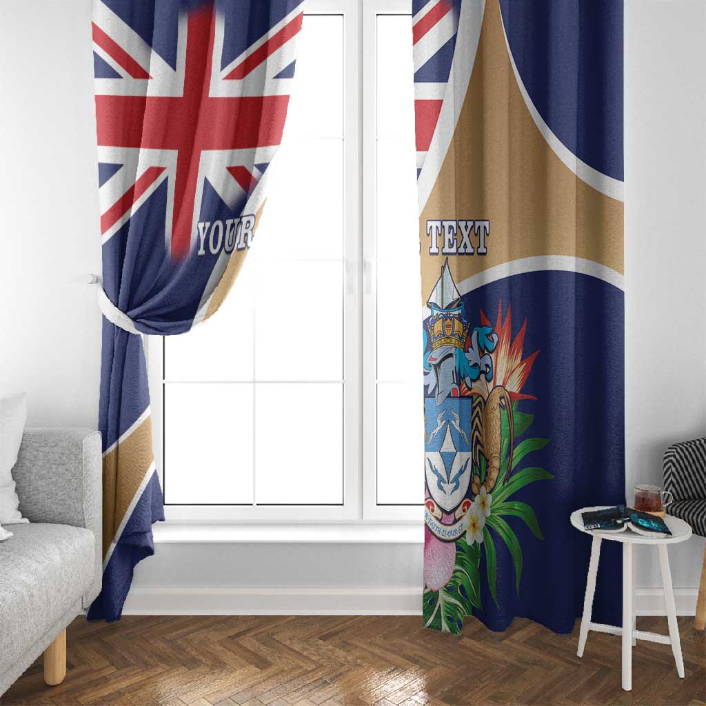 Personalized Tristan da Cunha Window Curtain Coat Of Arms Tropical Flowers