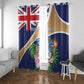 Personalized Tristan da Cunha Window Curtain Coat Of Arms Tropical Flowers