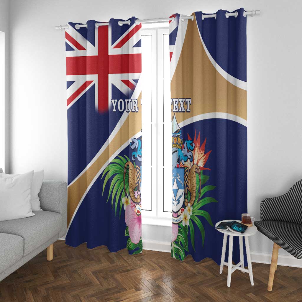 Personalized Tristan da Cunha Window Curtain Coat Of Arms Tropical Flowers