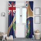 Personalized Tristan da Cunha Window Curtain Coat Of Arms Tropical Flowers
