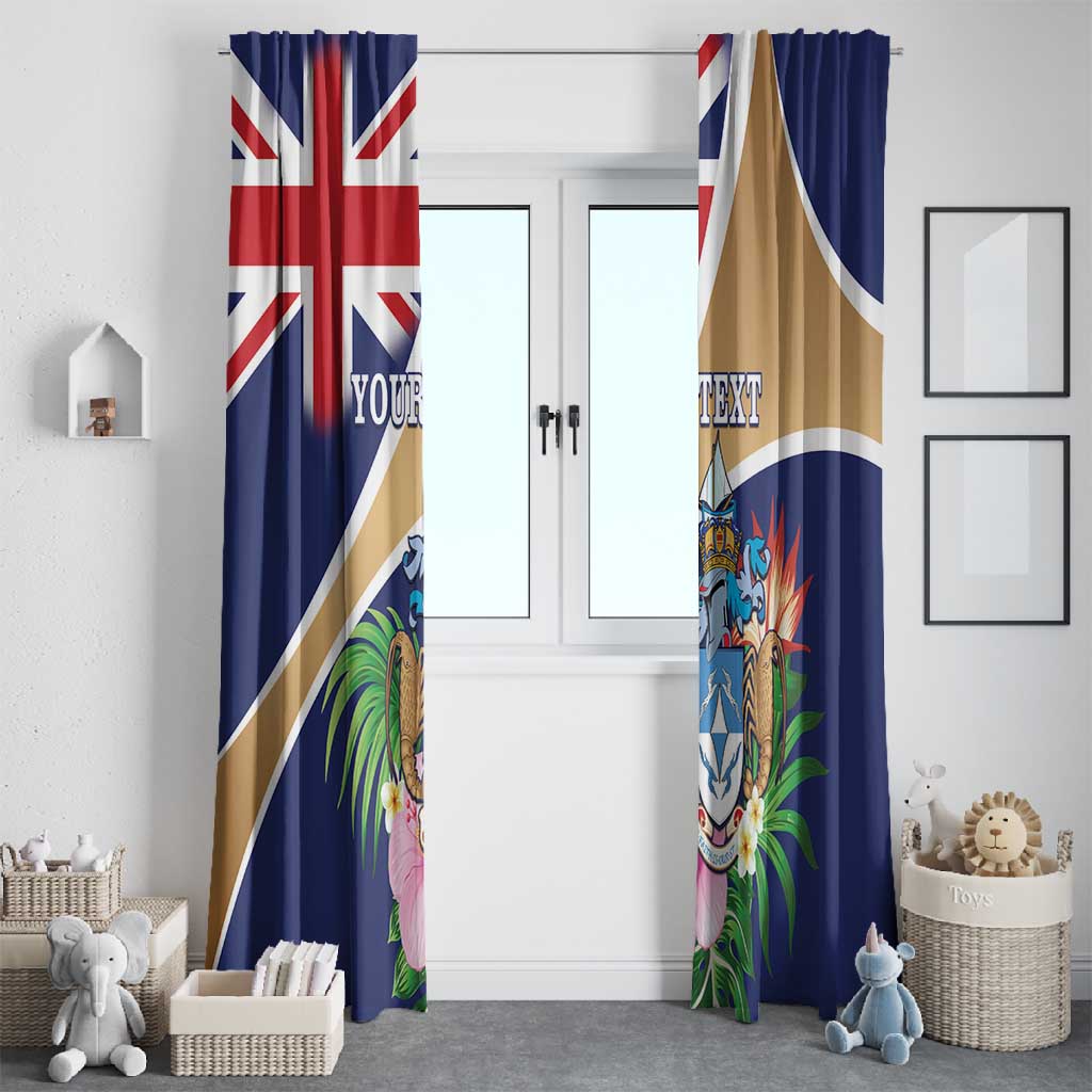 Personalized Tristan da Cunha Window Curtain Coat Of Arms Tropical Flowers